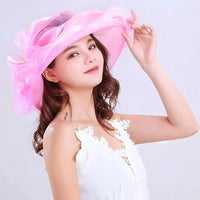 Elegant Summer Bow Derby Wide Hat For Women