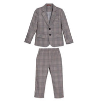 Spring Autumn Kids Boys Suits Elegant Children Boys Plaid Blazer Pant Suits Outfits Set Young Teenager Boys Formal Wedding Suits