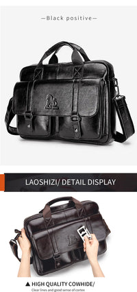 New 100% Genuine Leather Men's Briefcase Laptop Bag