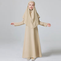 Abaya Ramadan Kebaya Girls 2pcs Muslim Outfits, Long Sleeve Dress + Hijab Set, Kids Abayas Girls Dubai Khimar