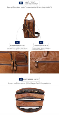 Genuine Leather Men‘s Casual Business Handbag