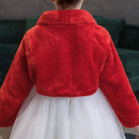 Girls Princess Plush Jackets Children Thicken Wedding Birthday Party Coats Kids White Shawl Cape New Warm Long Sleeves Clothing