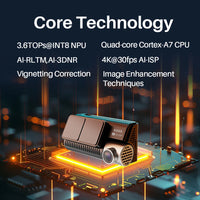 4K Wifi GPS Car Front and Rear Dash Cam with AI-ISP Color Night Vision