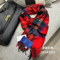 High Quality 100% Wool Scarf Men Winter Autumn Pure Wool Fashion Classic Warm Thick British Versatile Muffler Male Shawl Women