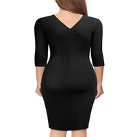 Women's Fashionable Spring Slim Fit V-neck Three Quarter Dress