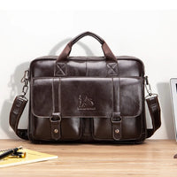 New 100% Genuine Leather Men's Briefcase Laptop Bag
