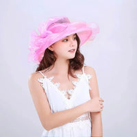 Elegant Summer Bow Derby Wide Hat For Women