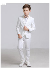 Kids Boys White Blazer Vest Pants 3PCS Set Children Baptism Wedding Prom Suit Baby Boy Elegant Dress Teenager Party Costume