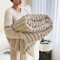 New Solid Color Rabbit Plush Blanket