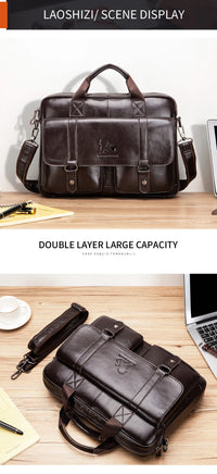 New 100% Genuine Leather Men's Briefcase Laptop Bag