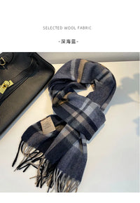 High Quality 100% Wool Scarf Men Winter Autumn Pure Wool Fashion Classic Warm Thick British Versatile Muffler Male Shawl Women