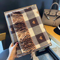 Women's Luxury Brand Knitted Heart Pattern Warm Plaid Scarf/Shawl