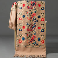 Women's Luxury Embroidery Cashmere Soft Scarf/Shawl