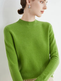 Women's Solid Mock-neck 100% Merino Wool Pullover Sweater