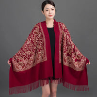 Women's Diamonds Embroidery Winter Thicken Luxury Cashmere Scarf/Shawl