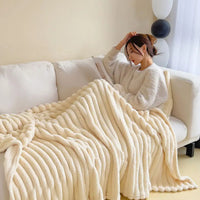 New Solid Color Rabbit Plush Blanket