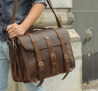 Genuine Leather Vintage High Capacity Laptop Bag