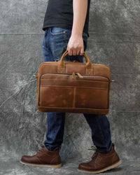 Genuine Leather Men's Business Laptop Handbag