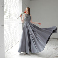 Women's Vintage Festa Grey Long Evening Dress