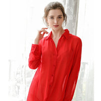 Women's Loose Style Long Tops Blouse Shirt