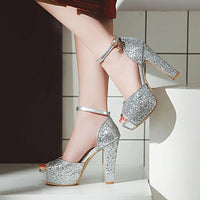 Women's New Thick Heel Platform Wedding Party Shoes