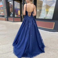 Women's Long Soft Tulle Lace Up Prom Party Dress