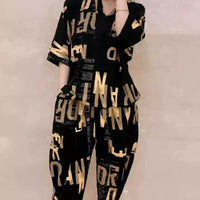 Casual Fashion Geometric Letter Printing Summer Pant Set