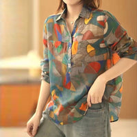 Women's Summer Ethnic Vintage Style Print Casual Fashion Shirt