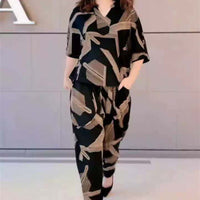 Casual Fashion Geometric Letter Printing Summer Pant Set
