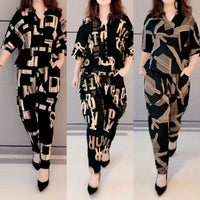 Casual Fashion Geometric Letter Printing Summer Pant Set