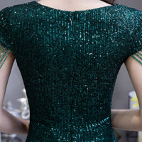 Women's Dark Green Sequin Prom Party Dress