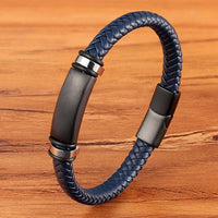Men's Stainless Steel Magnetic Braided Leather Bracelet