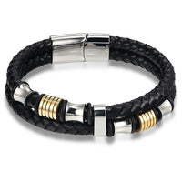 Men's Stainless Steel Magnetic Braided Leather Bracelet