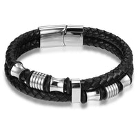 Men's Stainless Steel Magnetic Braided Leather Bracelet