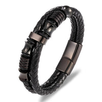 Men's Stainless Steel Magnetic Braided Leather Bracelet