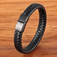 Men's Stainless Steel Magnetic Braided Leather Bracelet