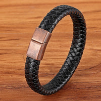 Men's Stainless Steel Magnetic Braided Leather Bracelet