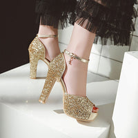 Women's New Thick Heel Platform Wedding Party Shoes