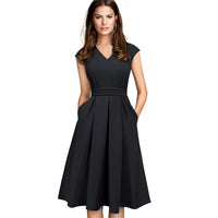 Women's Brief Elegant Solid Color Sleeveless With Pocket Dress