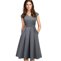 Women's Brief Elegant Solid Color Sleeveless With Pocket Dress