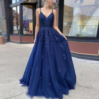 Women's Long Soft Tulle Lace Up Prom Party Dress