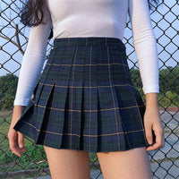 Women's Plaid Pleated High Waist Skirt