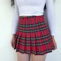 Women's Plaid Pleated High Waist Skirt