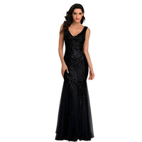 Women's V Neck Sleeveless Prom Party Dress