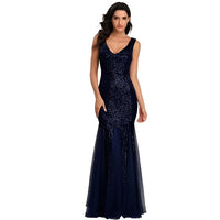 Women's V Neck Sleeveless Prom Party Dress