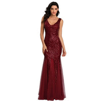 Women's V Neck Sleeveless Prom Party Dress