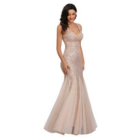 Women's V Neck Sleeveless Prom Party Dress