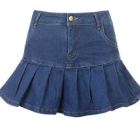 High Waist Casual Zipper Fly Safety Short Denim Skirt