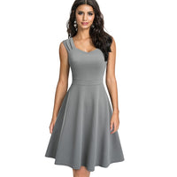 Women's New Summer Solid Color Retro Sun Sleeveless Dress