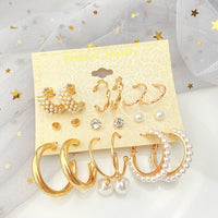 Fashion Gold Pearl Earrings Set